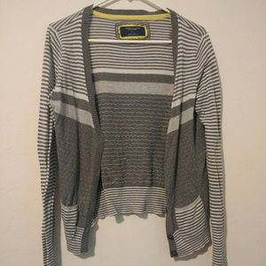 American Eagle Gray and White Striped Sweater